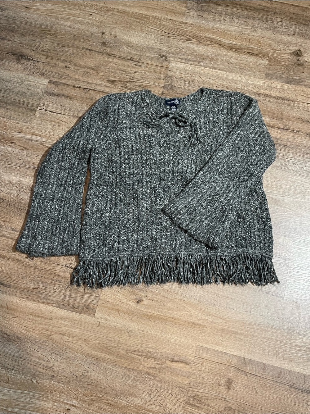 Vintage Venezia Jeans Marled Knit Fringe Sweater Y2K Boho Bell Sleeve Plus Size